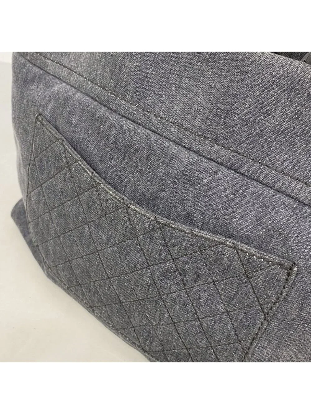 Chanel Handbag Denim Gray Silver 2-Way Bag